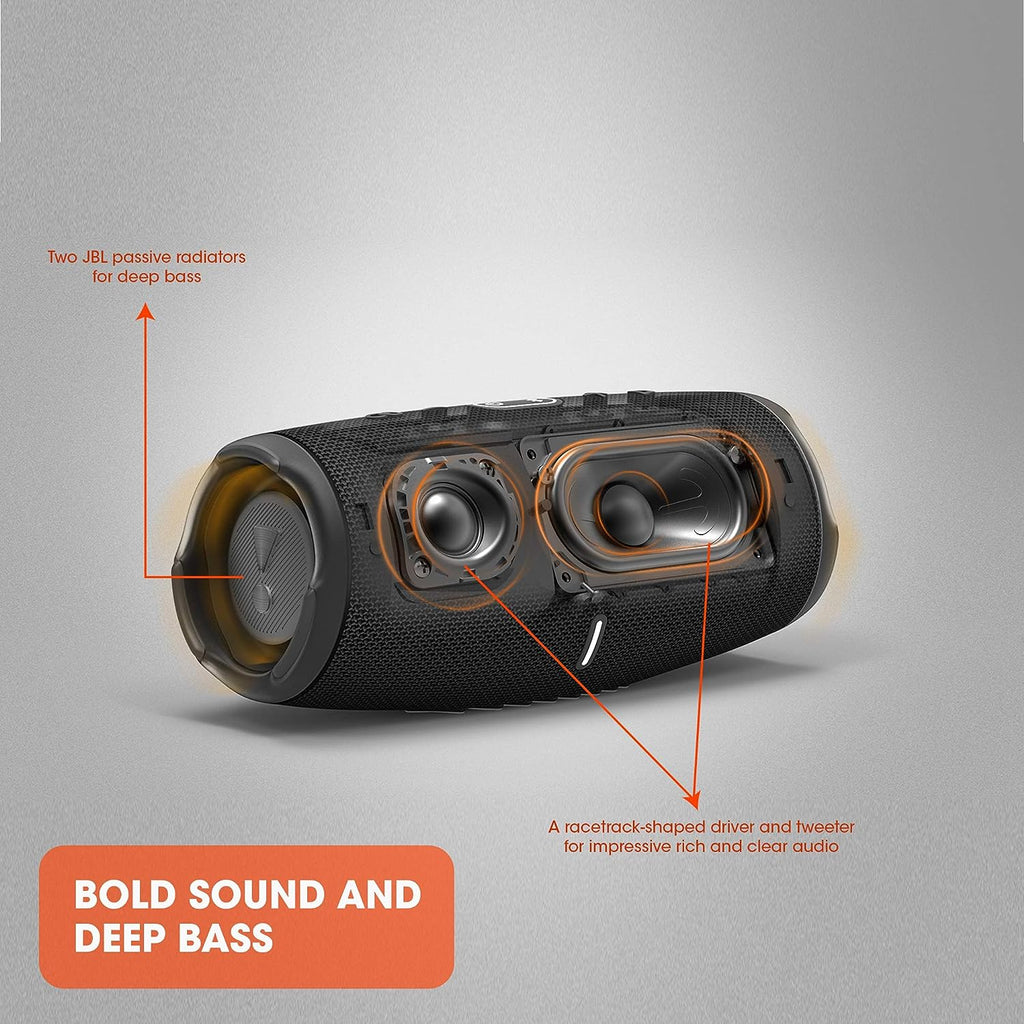 JBL Charge 5 Bluetooth-Lautsprecher in Schwarz – Wasserfeste, portable Boombox mit integrierter Powerbank – Eine Akku-Ladung für bis zu 20 Stunden kabellosen Musikgenuss